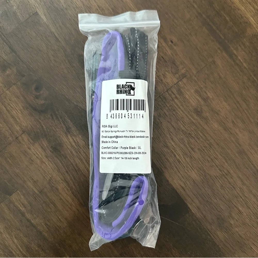 Black Rhino Dog Comfort Collar - Purple & Black Size XL